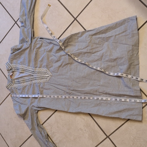 TORY BURCH Stripe White Navy Cotton Mini Dress Tunic embroidered beach cover 4 - Picture 9 of 9